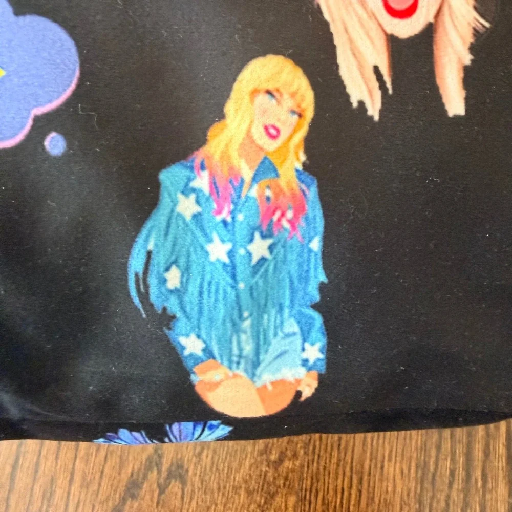 Swiftie Eras Music Graphic Print Black Square Throw Pillow 16x16 Rare unique